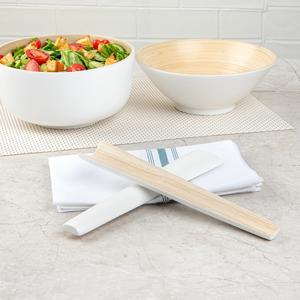 La mejor opción de cucharas de madera rectangulares de bambú hilado, juego de cucharas de tenedor desechables ecológicas, ensaladera hecha a mano apta para alimentos para personalizar - Product Image 4