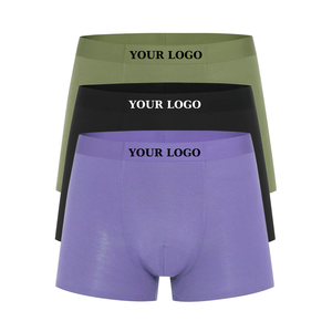 Lujosos boxeadores de confort para hombres Logo tejido Ropa de verano Hombres Modal Poliéster Spandex Hombres Ropa interior Boxer Embalaje personalizado - Product Image 1