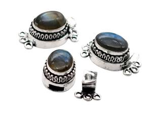 Piedra preciosa labradorita 1 hebra, 2 y 3 hebras cierre de caja antiguo Starling plateado 26X15X10MM Cierre de fabricación de joyas B702 - Product Image 3