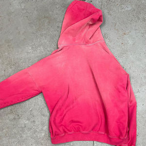 เสื้อฮู้ดดี้สตรีทแวร์แบบสั่งทำพิเศษ เนื้อผ้าเบา ระบายอากาศได้ดี ไซส์พลัส สไตล์วินเทจ ล้างสีแบบแอซิด ผ้าฝ้าย 100% สำหรับทุกเพศ สีชมพู - Product Image 2