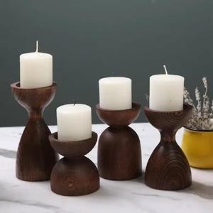 Juego de portavelas de madera de acacia, decoración de boda pulida para adorno de compromiso, decoración del hogar, nuevo regalo para casa hecho a mano - Product Image 1