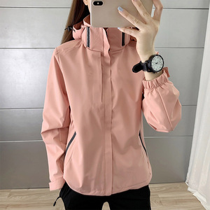 Vente en gros d'usine de veste à capuche d'extérieur imperméable à la mode pour femmes veste coupe-vent respirante à une couche - Product Image 5