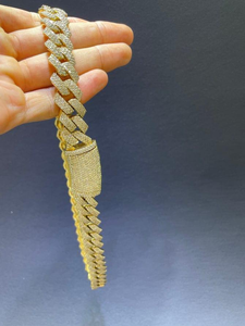 Cadena de eslabones cubanos de diamante cultivado en laboratorio de 16mm de diseño único en oro de 10K/14K/18K, joyería de lujo para hombres con certificación IGI - Product Image 4