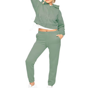 Chándal corto con cremallera de moda con conjunto a juego de dos piezas Chándal corto con cremallera de ajuste elástico - Product Image 6