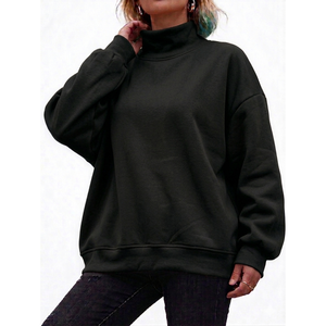 Womens <b>Red</b> Mock Neck Pullover Sweatshirt <b>Long</b> <b>Sleeve</b> Oversized Fleece Loungewear <b>Top</b> Trackstar OEM Private Label - Product Image 4