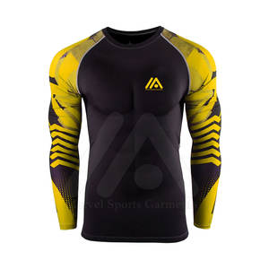 Chemise de compression respirante pour homme, dernier design, avec logo personnalisé, manches longues, rashguard sport, spandex/polyester - Product Image 1