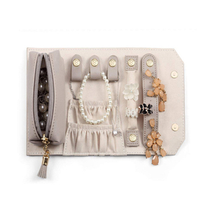 Boîte à bijoux personnalisée, sac à roulettes en cuir PU avec pochette en velours doux pour bagues, boucles d'oreilles et colliers - Product Image 6