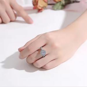 Lab grown VVS 925 Sterling Silver Moissanite Diamond Ring Classic Wedding Band Wholesale Boutique Jewelry - Product Image 2