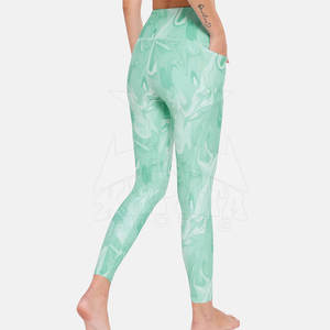 High Waist Elastic Yoga <b>Leggings</b> for <b>Women</b> Customized Printing Solid <b>Pattern</b> Hot Sale Knee Length Gym Wear - Product Image 3