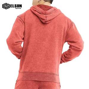 100% tela de lana de algodón lavado ácido peso pesado ropa suelta personalizada transpirable Vintage hombres Sudadera con capucha - Product Image 2