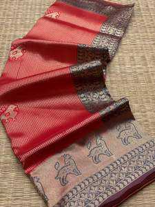 Nouvelle Collection Evergreen Design Pour Femmes Banarasi Saree En Soie Avec Chemisier Avec Travail Imprimé Exportateur Et Fournisseur Indien - Product Image 4
