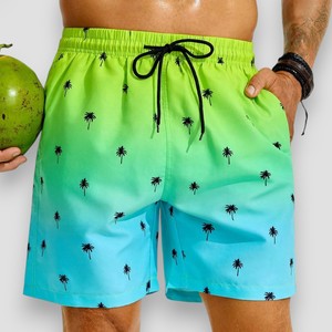 Short de plage d'été pour hommes Coconut Tree Drawstring Maillot de bain pour hommes Taille élastique Impression 3D Gradient Breathable Short Streetwear - Product Image 1