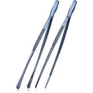 ชุดที่คีบอาหาร12นิ้วแหนบสเตนเลสโค้งสีรุ้งเกรดพรีเมี่ยม - Product Image 3