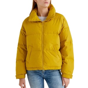 Unisex High Quality Hooded <b>Crop</b> <b>Puffer</b> <b>Jacket</b> Stand Collar Custom Fabric Cotton Lining New Winter Arrival Design for Front - Product Image 1