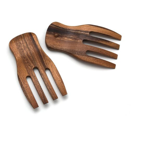 ช้อนตักสลัดทำด้วยมือ2ชิ้นทำจากไม้สักธรรมชาติช้อนทำด้วยมือ - Product Image 4