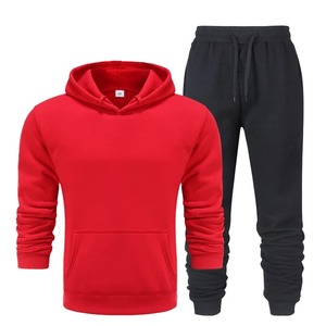Custom High Quality Eco-Friendly Winter Cotton/Nylon Tracksuit Unisex Hoodie Jogger Set Oversized Pullover Fleece Drawstring - Product Image 1