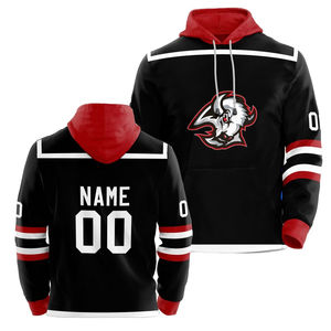 Personalizado bordado 100% poliéster Hockey sobre hielo Sudadera con capucha Unisex Logo parches hombres Hockey sudaderas con capucha cordones antibacteriano - Product Image 6