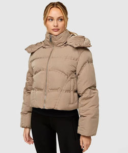 Chaqueta de Plumón con Capucha y Cremallera Completa para Mujer, Diseño Personalizado, Color Caqui, Impermeable, Cortavientos y Transpirable, Chaqueta de Invierno - Product Image 5