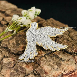 14K Or Massif Naturel Diamant Hirondelle Pendentif Fine Jewelry. - Product Image 3