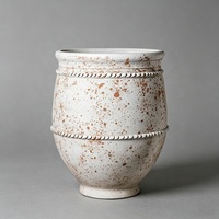Jardinière en ciment de style vintage américain, grande taille, pour extérieur/intérieur, sculptée à la main, durable, avec trou de drainage, pour villa de luxe, jardin