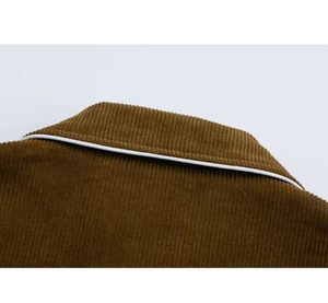 Chaquetas de Hombre de Pana de Alta Calidad, con Logotipo Personalizado, Chaqueta de Cuero PU, Estilo Urbano, Bordado, Talla Grande - Product Image 5