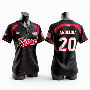 Maillots de baseball et de softball imprimés numériquement de haute qualité, vêtements de sport d'équipe, personnalisables, en maille polyester respirante et à séchage rapide - Product Image 1