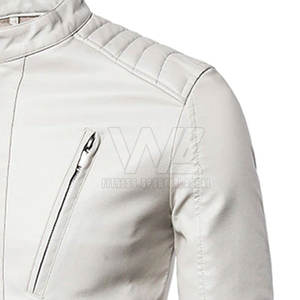 Chaqueta de moda de cuero de manga larga de alta calidad para hombre Mejor precio Blanco perla Diseña tu propio para el invierno - Product Image 3