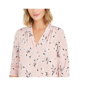 Top da Donna Charter Club con Scollo a V, Stampa Floreale in Chiffon, Vestibilità Ampia, Taglia XL per Primavera/Estate e Autunno - Product Image 2