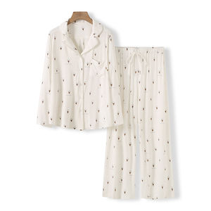 Conjunto de Pijama de Satén para Mujer, con Logotipo Bordado a Máquina en la Parte Delantera, Colección de Verano, Personalizable, OEM - Product Image 1