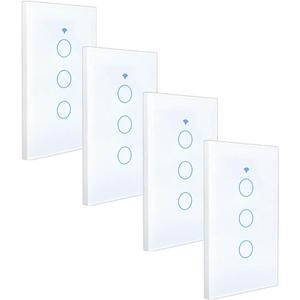 Interruptor de Automatización del Hogar con Control por Voz, MXTUK-004, 4 Piezas, 4x3 Vías, 2.4GHz, 100-250V AC, 50-60Hz, 300W por Vía, 10A, Blanco. - Product Image 1