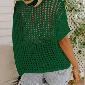 Suéter de manga corta con cuello redondo de verano para mujer - Product Image 2