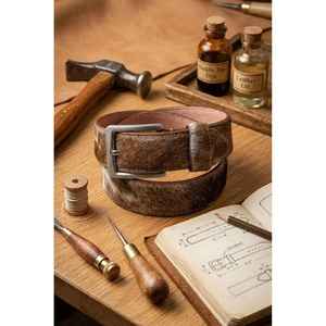 Cinturón de Cuero Genuino de Vaca para Hombre, Hebilla de Latón Hecha a Mano, Formal, Diario, Clásico - Product Image 6