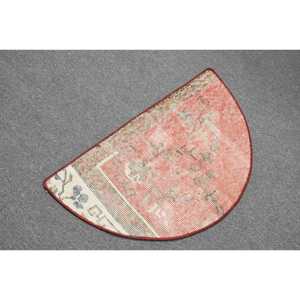 Turkish Vintage Rug 2.5x1.5 ft (75x45 cm), <b>Red</b> Solid <b>Wool</b> Rug - Product Image 4