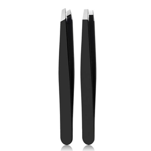 Ensemble de pinces à sourcils en acier inoxydable noir de haute qualité 5 pièces comprenant des ciseaux et un étui en cuir ensemble d'outils à cils manuels - Product Image 4