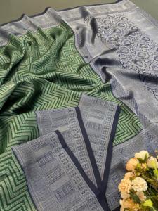 Tela de lino de saris de Bangladesh vibrante de diseñador exclusivo inspirada en la cultura y la tradición de Bangladesh para ocasiones de fiesta - Product Image 3