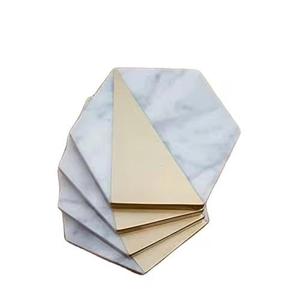 Monogramme en bois naturel de luxe et à graver résine de bois époxy bleu rond meilleur sous-verre avec logo sous-verres en pierre - Product Image 4