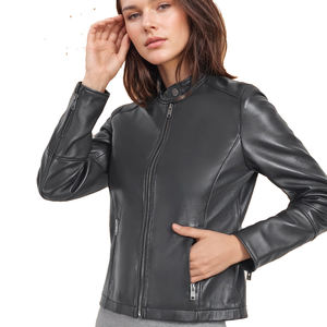 Veste en cuir véritable personnalisée pour les femmes | Vêtements d'extérieur Slim Fit pour dames à la mode | Usine de fournisseur en gros OEM ODM - Product Image 6