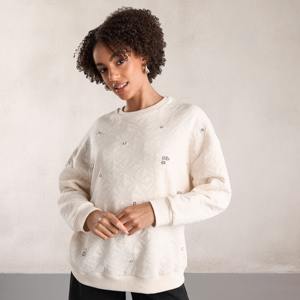 Jersey de mujer de lana con diamantes de imitación, sudadera de cuello redondo, algodón, suave, cálido, transpirable, ropa de calle de gran tamaño, sudadera Vintage - Product Image 2