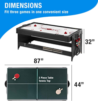 7FT nouvelle mode 3 en 1 rotatif Multi jeu Table ensemble avec table de billard/Air Hockey/Tennis