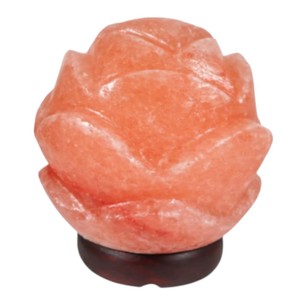 High Quality Rose-Shaped Himalayan Salt <b>Lamp</b> Carved Feng Shui Design Customizable Electric Cord Bulb <b>Wooden</b> <b>Base</b> Natural Crafts - Product Image 1