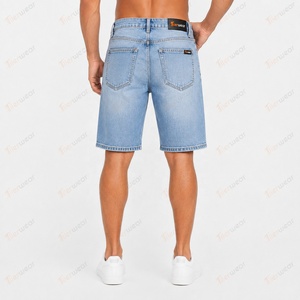 Pantalones cortos de mezclilla para hombre al por mayor, con logo personalizado, de cintura alta, casuales de verano, de algodón premium elástico, rasgados, a la moda. - Product Image 4