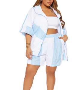 Conjunto corto de talla grande 2024 para mujer, 100% poliéster, manga larga, cortavientos, chándal a prueba de viento, traje de dos piezas estampado para mujer - Product Image 3