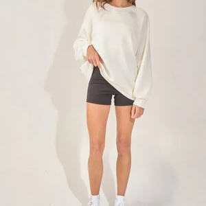 Sweat-shirt à capuche en tissu tissé surdimensionné pour femmes de haute qualité, confortable, coupe ample, vêtements d'hiver, impression personnalisée sur le devant - Product Image 6