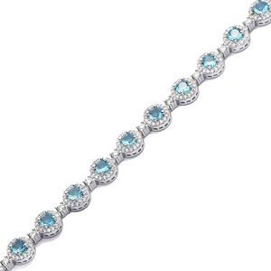 Delicada amatista forma redonda CZ piedra 925 Plata tenis pulsera joyería fina hecha a mano turca al por mayor - Product Image 3