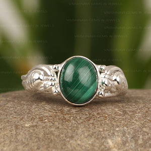 Bague en malachite naturelle au design incroyable, forme ovale 8x10mm, argent sterling 925, fabrication artisanale, bijou bohème, cadeau pour elle - Product Image 5