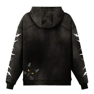 Sudadera con Capucha Estampada para Hombre, Diseño de Gato Negro, Ropa de Calle, Sudadera Informal de Algodón y Felpa para Invierno - Product Image 2