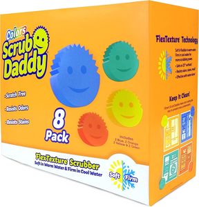 Lot de 8 éponges Scrub Daddy, couleurs variées, sans rayures, éponges à vaisselle multi-usages, mousse polymère sans BPA, anti-taches et anti-odeurs - Product Image 3