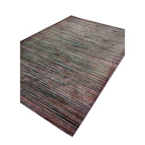 Alfombra Acar Beige y Marrón a Rayas, Hecha a Mano con Lana y Viscosa, Modelo Tra-14448 para Uso Doméstico - Product Image 2