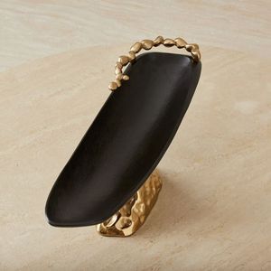 Contemporary luxury metal serving tray with mirror base ideal for chic <b>cocktail</b> parties and stylish rooftop gatherings - Product Image 3