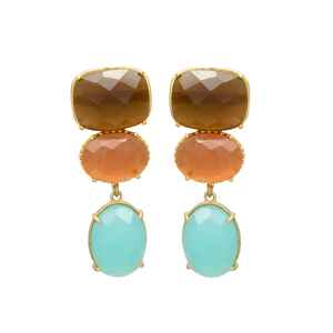 Pendientes colgantes de piedras preciosas multicolor para mujer y niña, pendientes de moda para el día a día. - Product Image 1